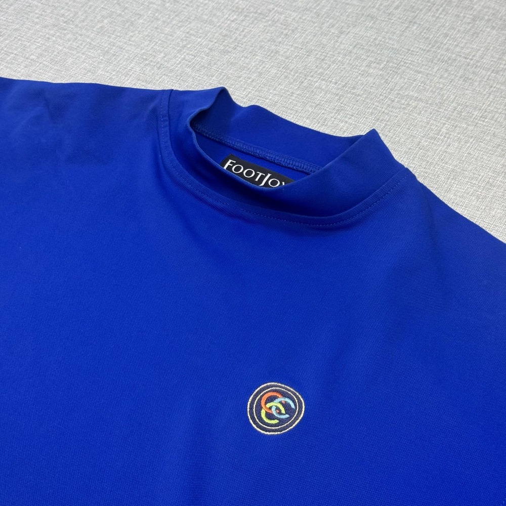 FootJoy Coral Creek Mock Neck Golf Shirt Mens L Blue Moisture Wicking Mock Neck